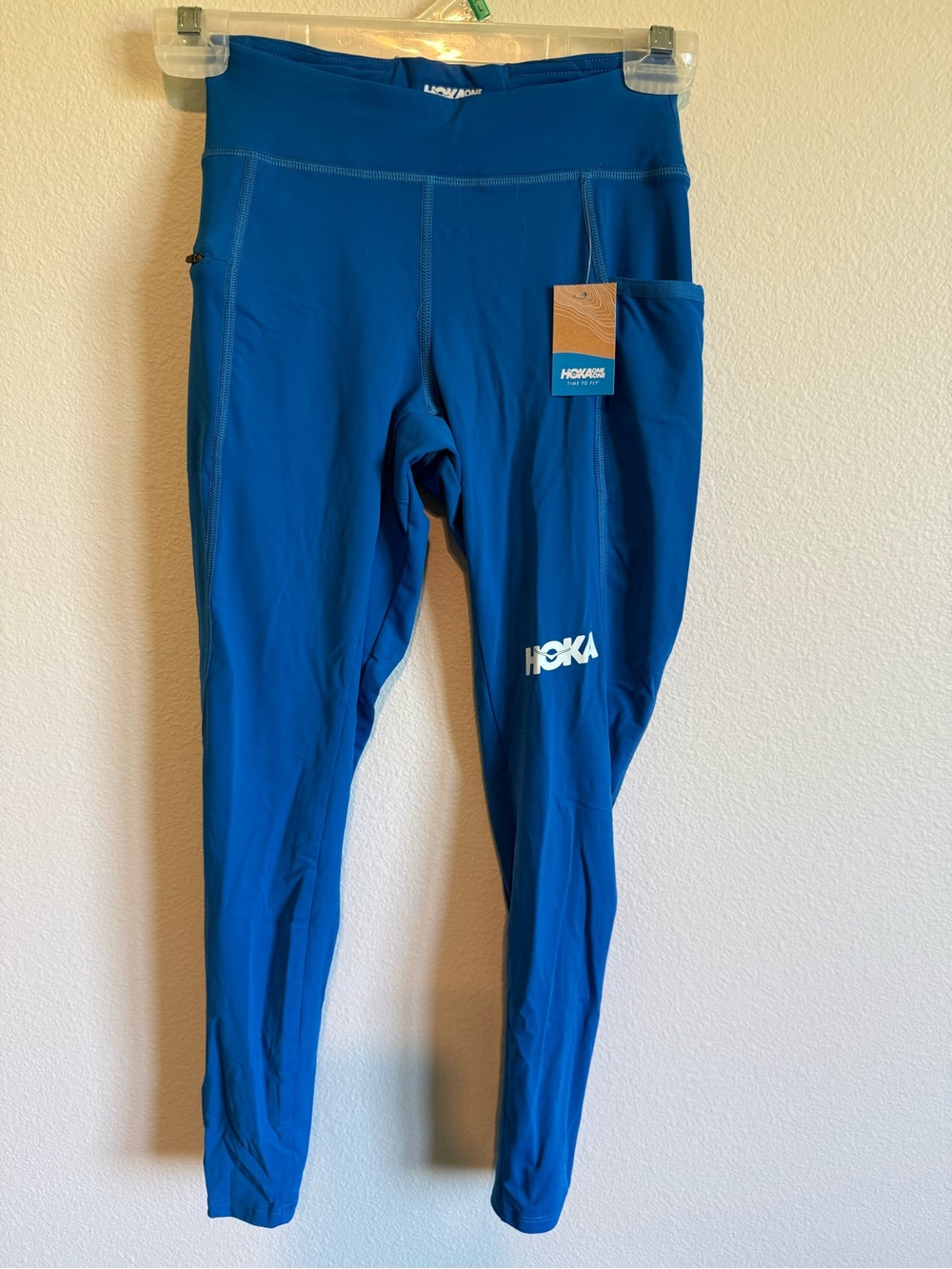 Hoka Women’s Crop Running Tights Blue Performance with Side Pocket NWT